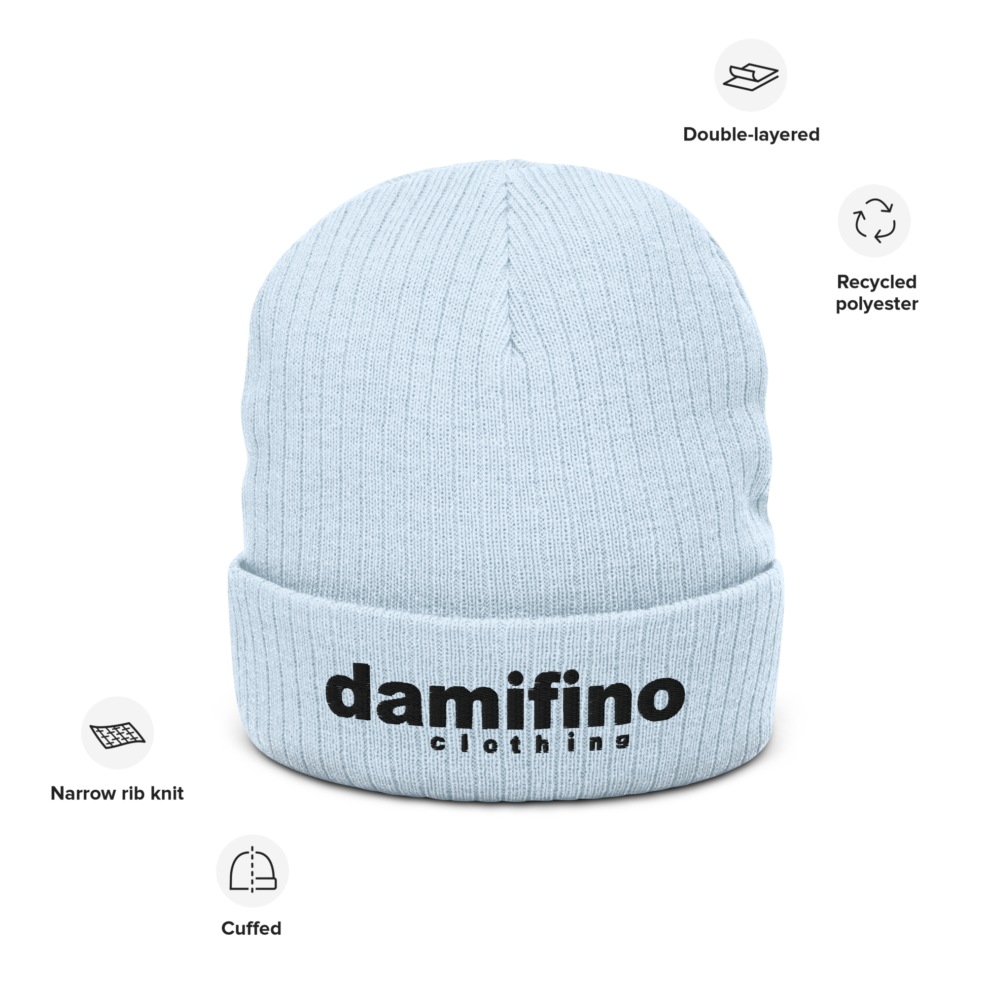 Dam D-1 Ribbed knit beanie